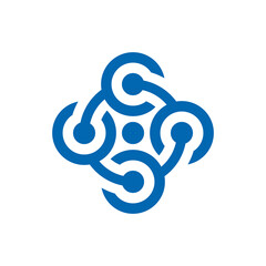 Fototapeta premium Modern Blue Abstract Connection Logo with Four Interlocking C Shapes