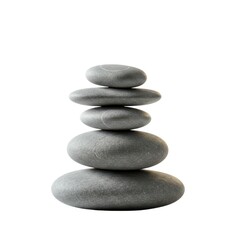 Stacked smooth stones balance concept on white background
