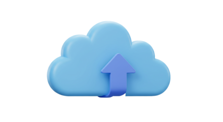 A light blue cloud with a blue arrow pointing upwards on a black background in digital rendering selling, purchasing, agreement, $