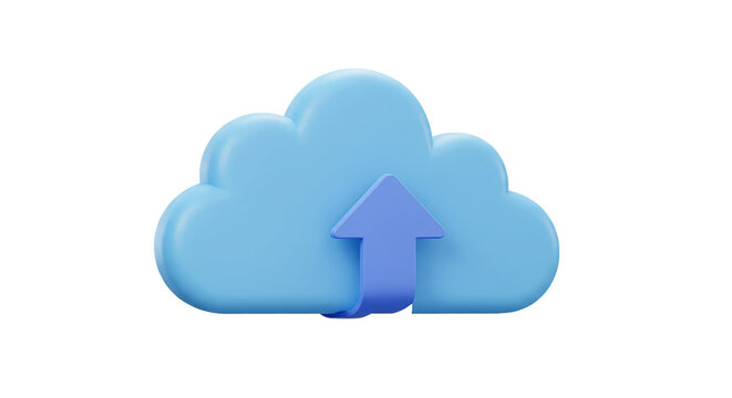 A light blue cloud with a blue arrow pointing upwards on a black background in digital rendering selling, purchasing, agreement, $