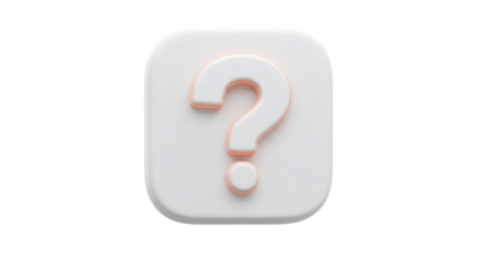 3D white square icon with red question mark symbol isolated on white background, ideal for help center buttons, FAQ sections, query pages, and support-related digital platform elements