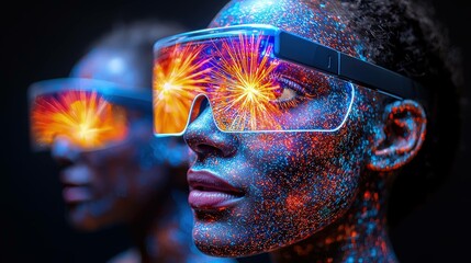 Person interacting with digital interface representing technological innovation