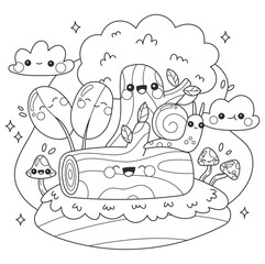 Hand drawn coloring book illustration