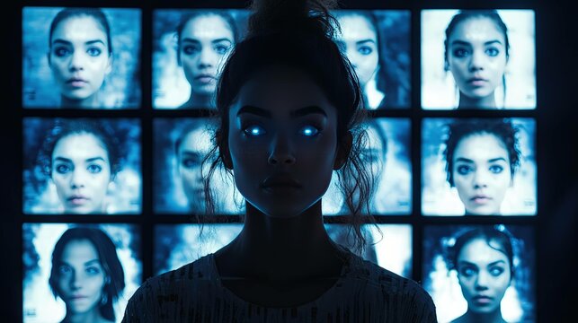 Silhouette of a person with digital background representing technology and innovation - Powered by Adobe
