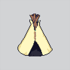 Pixel art illustration Primitive Tent. Pixelated Wigwam Tent. Primitive Tent Teepee Wigwam Icon pixelated for the pixel art game and icon for website and video game. old school retro.
