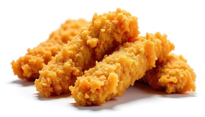 Crispy fried chicken strips isolated on white , fast food, poultry