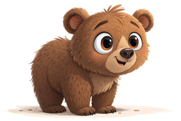 Cute Bear mammal brown, 3d cartoon, isolated on transparent background - generated by ai