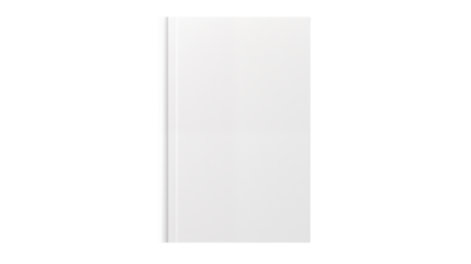 A simple isolated white book cover with a blank front isolated on transparent background	