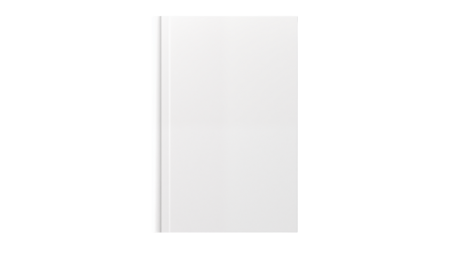 A simple isolated white book cover with a blank front isolated on transparent background	