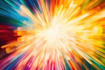 An abstract burst of vibrant colors emanating from a bright center, suggesting energy, motion, and a sense of explosion.