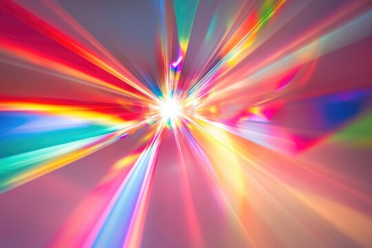 A vibrant burst of light streaks outward, creating a mesmerizing abstract pattern with a range of colors and energy.