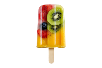Cold summer fruit popsicle isolated on transparent background
