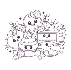 Hand drawn coloring book illustration