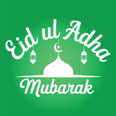 A simple typography of Eid Ul Adha Mubarak.