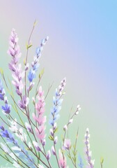Naklejka premium Delicate floral watercolor painting with soothing pastel hues creating a tranquil aesthetic design and captivating visual appeal, ideal for subtle backgrounds and prints