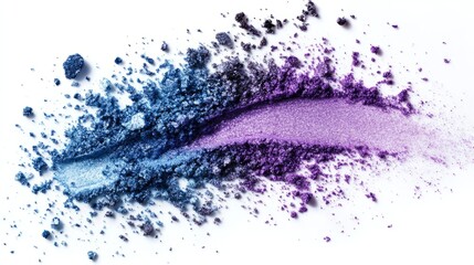 Fototapeta premium Dusty explosion of blue and purple eyeshadow in the air, high-speed capture generative ai