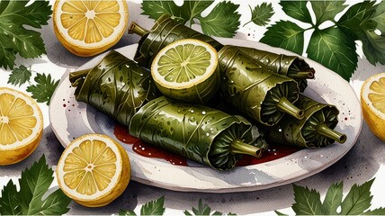 Delicious Stuffed Grape Leaves with Lemon and Olives Authentic Mediterranean Cuisine
