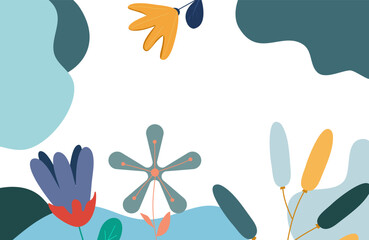 Abstract Floral  Aesthetic Colorful Background in Flat Design