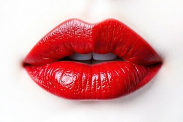 Obraz premium Intense red lip color swatch against stark white, product, glossy, sample
