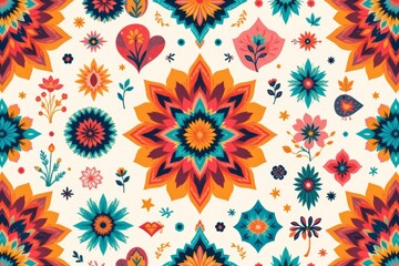 Colorful Floral Ornament Pattern