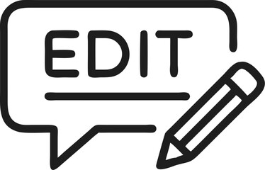 Obraz premium Edit Icon: A simple yet effective edit icon featuring a speech bubble with the word 