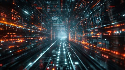 Futuristic digital tunnel