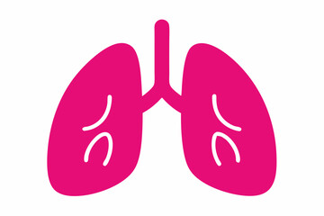 Fototapeta premium Pink Lungs Icon: A simple yet striking icon depicting healthy pink lungs, symbolizing respiratory health and wellness.