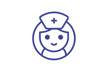 Nurse Symbol of Compassion: A simple and clean illustration of a smiling nurse, embodying care, empathy, and healing, perfect for medical-related projects.