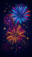 Fototapeta premium Colorful Fireworks Display on Dark Background