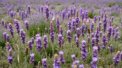 Fototapeta premium Paddock of purple flowering patersons curse (salvation jane) weeds