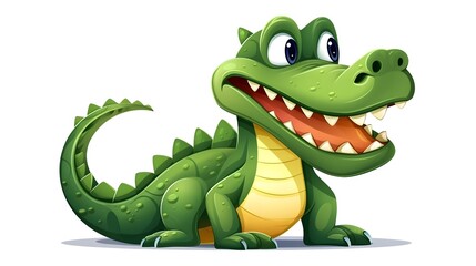 Naklejka premium Detailed and Colorful Cartoon Vector Illustration of a Creative Crocodile Icon, Perfect for Design Projects