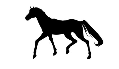 horse black vector, running horse, silhouette, black silhouette of running horse on isolated background