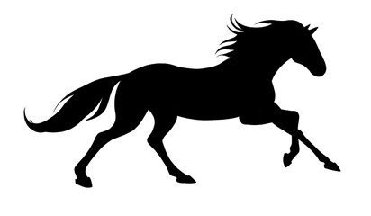 horse black vector, running horse, silhouette, black silhouette of running horse on isolated background