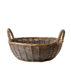 Fototapeta premium A Rustic Wicker Basket With Handles Ready for Gathering on a White or Clear Surface [Transparent Background PNG] 