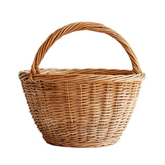 Fototapeta premium A Rustic Wicker Basket With Handles Ready for Gathering on a White or Clear Surface [Transparent Background PNG]