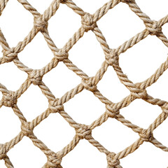 Beige rope cargo net isolated [Transparent Background PNG]. 