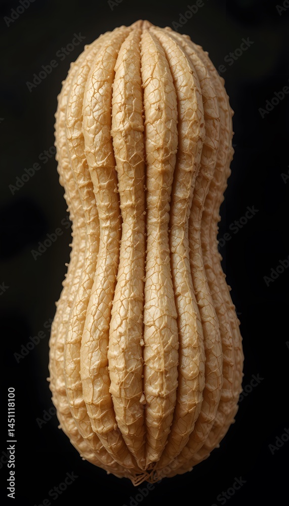Poster close-up peanut shell texture, highlighting the intricate grooves. fibrous detail is shown, offering