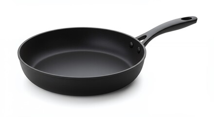 Black frying pan isolated on white background