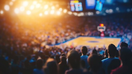Excitement and Anticipation: Crowd Watching Basketball Game from Arena Seats