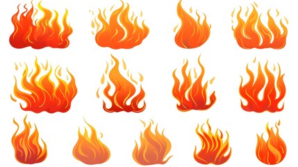 Professional Fire Flames on White Background for Design Projects and Visual Effects