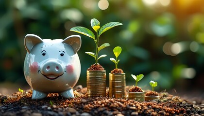 Investment growth strategy nurturing plants and savings lush garden financial awareness nature close-up prosperity mindset