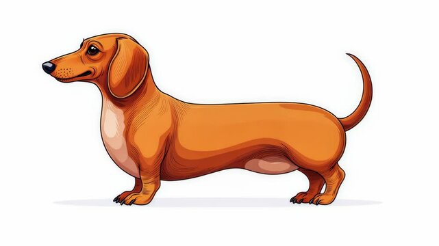 Illustration of a playful dachshund in a cartoon style.