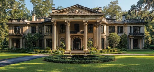 Obraz premium Magnificent Southern Mansion: A Glimpse into Architectural Grandeur