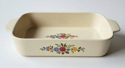 Floral patterned rectangular baking dish