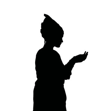 recommend clip art: Solid black silhouette of a fortune teller predicting, vector EPS