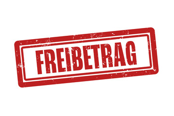 Freibetrag (Allowance) - A red stamp, isolated on white background.