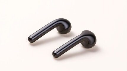 sleek black headphones displayed on pure white background, minimalist tech product style with soft studio lighting