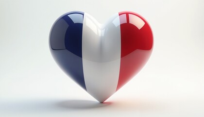 Heart-shaped French flag icon on white background