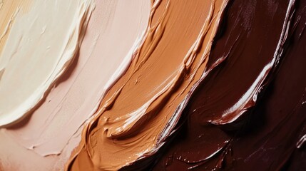 different shades of liquid foundation applied artfully, highlighting texture and tones. generative ai