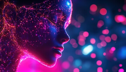 Obraz premium Abstract Silhouette of Woman Makeup and Nightclub Glamour Art